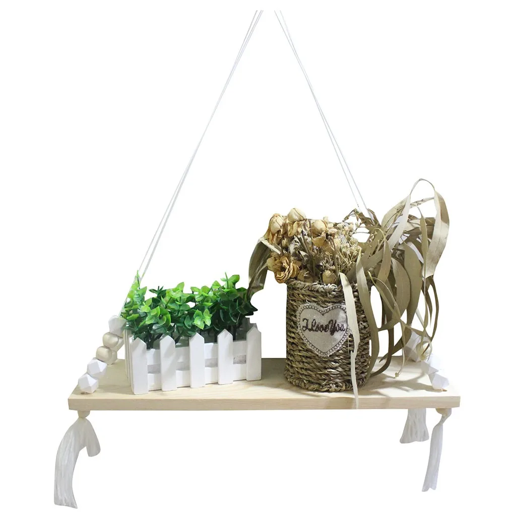 Wall Mounted Iron Wood Shelf Floating Shelving Home Decorative Storage Rack