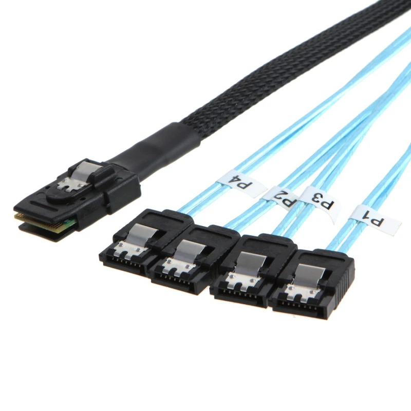 Кабель для передачи данных Mini SAS 36P кабель на 4 SATA 7Pin 90 градусов 2020|Компьютерные