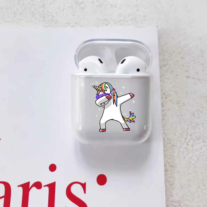 Мультяшный чехол с единорогом для Apple airpods, чехол, милый беспроводной Bluetooth чехол для наушников Airpods, защитный чехол для наушников