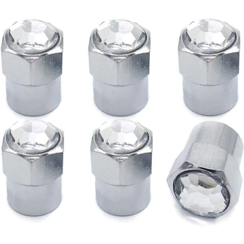 

Chrome-Plated Tire Valve Stem Cap Crystal Rhinestone Cap Valve Cap Auto and Motorcycle Accessories,Transparent