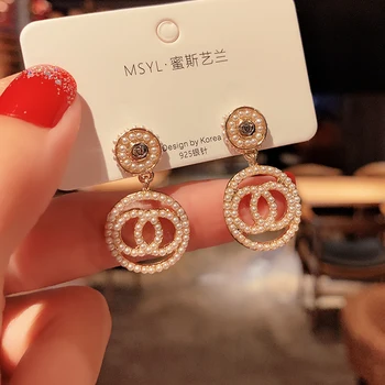 

Korean New Fashion Simple Geometric Crystal Pendant Earrings for Women Exquisite Statement Earrings Party Jewelry Accessories