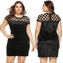 Платье большого размера, вырез лодочкой, короткий рукав, цветы, выдалбливают, сплошной цвет, облегающее платье-футляр A11010