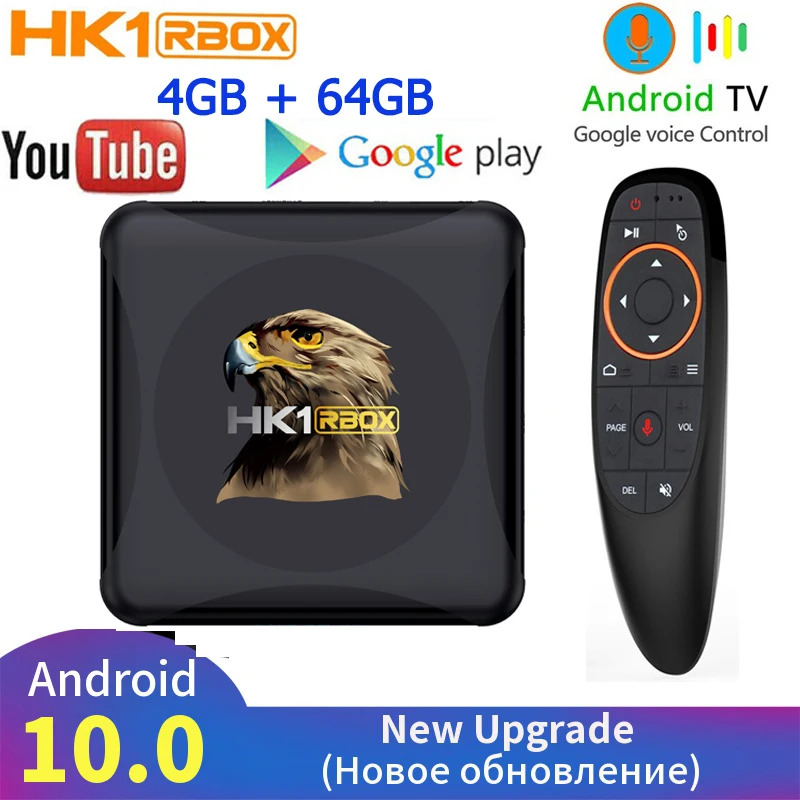 ТВ-приставка HK1 RBOX Android 10 4 + 32/64 ГБ 4k Wi-Fi | Электроника