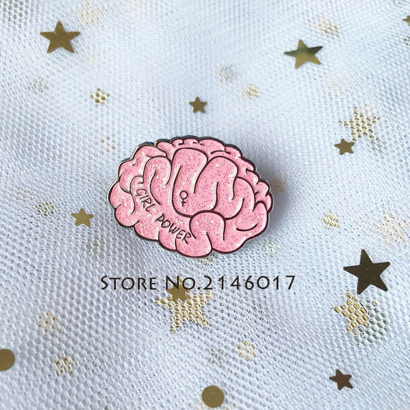 

Pink Empowering Women Girl Power Enamel Lapel Pin Feminist Pins and Brooches with Glitter Metal Badge Collar Brooch Motivational