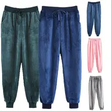 Для женщин и мужчин; сезон осень-зима; Пижама; Штаны для отдыха; пижама из плотного кораллового флиса; 24BC