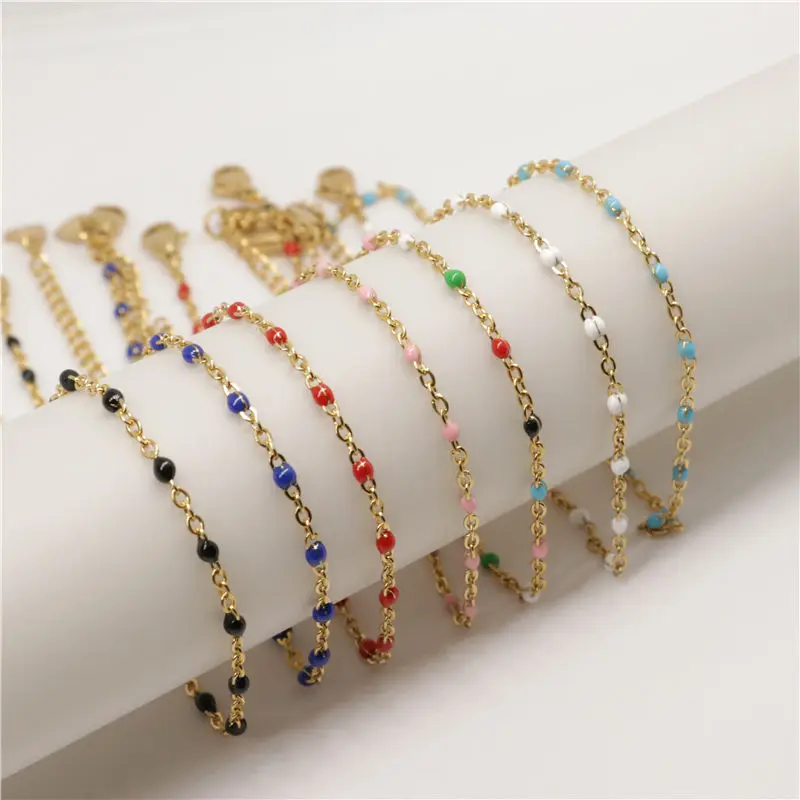 2019 Fashion Multicolor Stainless Steel Anklet Enamel On Foot Ankle Bracelets Women Men Trendy Leg Link Chain Jewelry 23cm ,1PC 2019 Fashion Multicolor Stainless Steel Anklet Enamel On Foot Ankle Bracelets Women Men Trendy Leg Link Chain Jewelry 23cm ,1PC