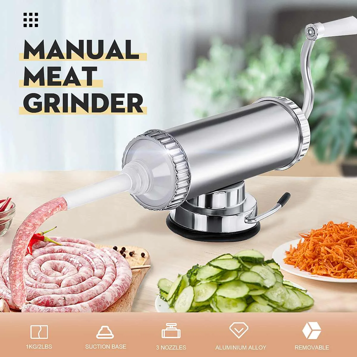 

Meat Stuffing Preparation Salami Making Sausage Maker Meat Stuffers Manual Tubes Sausage-Maker Meat Filler Machine Kitchen