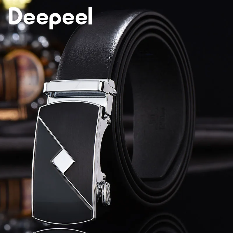 Deepeel 1 шт. 3,5*105-125 см высокое качество бизнес второй слой кожа металлическая Автоматическая пряжка ремень простые джинсы брюки пояс YB388