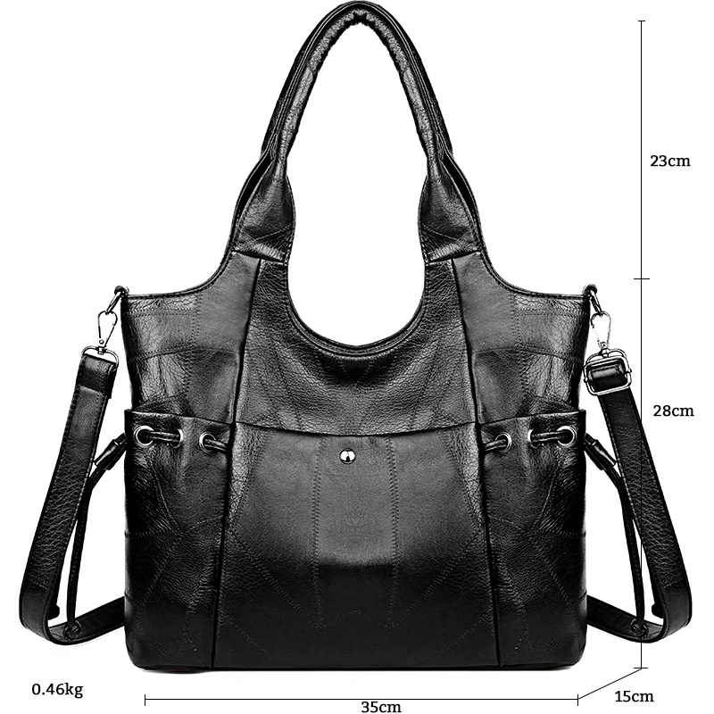 Black 3576 Gykaeo, роскошные сумки, женские сумки, дизайнерские, винтажные, сумка-тоут, женская, из искусственной кожи, большая емкость, сумка-мессенджер, на плечо, Bolso Mujer - Цвет: Black 3576