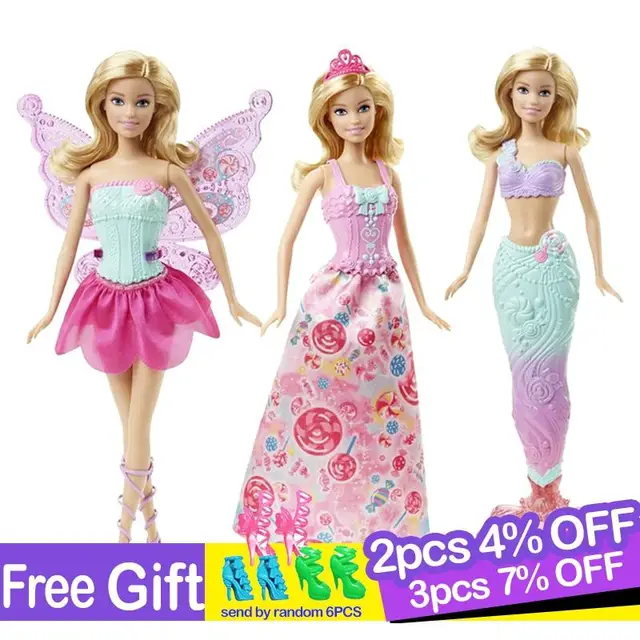 US $17.58 Original Barbie Brand Fairy Tale Mermaid Dress Up Doll Girl Toys Gift Set Birthday Christmas Girls
