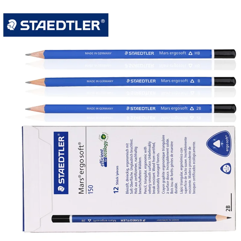 6 шт. Staedtler 150 Mars Ergo Мягкий Деревянный карандаш HB B 2B треугольный стержень нескользящий скраб отличные офисные и школьные принадлежности