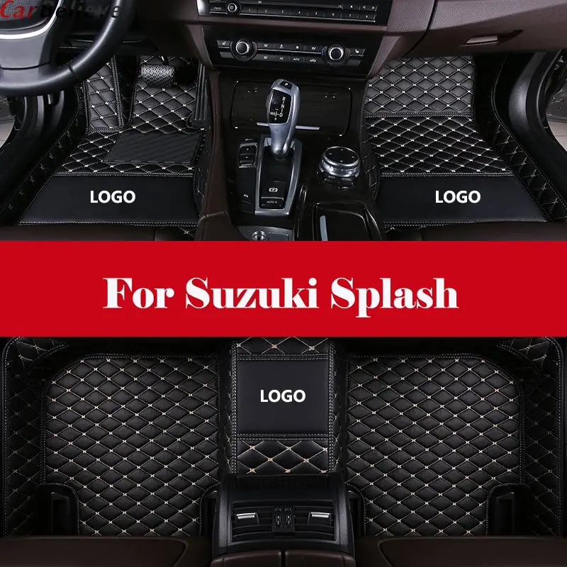 

Embroidery LOGO Custom Leather car floor Foot mat waterproof car accessories styling For Suzuki Splash