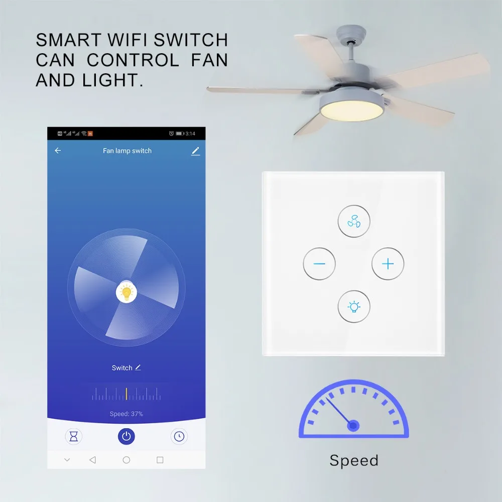 WiFi умный потолочный вентилятор светильник настенный выключатель жизни приложение Tuya пульт дистанционного управления различными скоростями прерыватель совместим с Alexa Google Home