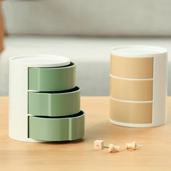 

Cylinder Shaped Jewelry Storage Box Makeup Organizer For Women Gift Portable 3 Layers Choker Ring Necklace Box Display Caskets