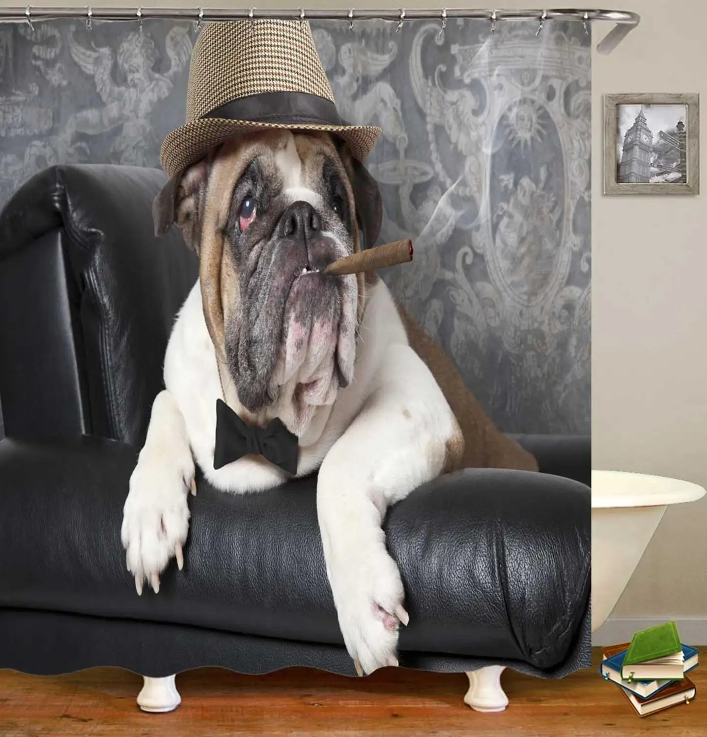 Забавная занавеска для душа 3D в ванную комнату с бульдогом на английском языке