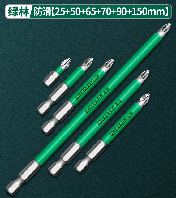 Greener Anti Slip Magnetic Batch Head Cross High Hardness Hand Drill Bit Screw Electric Screwdriver Set 25 50 65 70 90 150mm PH2 25-150mm  6pcs