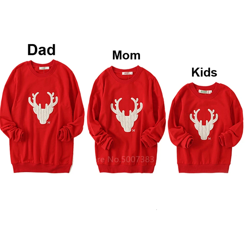 

Xmas Deer Sweaters Family Matching Clothes Mommy and Me Father and Son Baby Girl Boy Christmas Sweatershirts Family Look Party