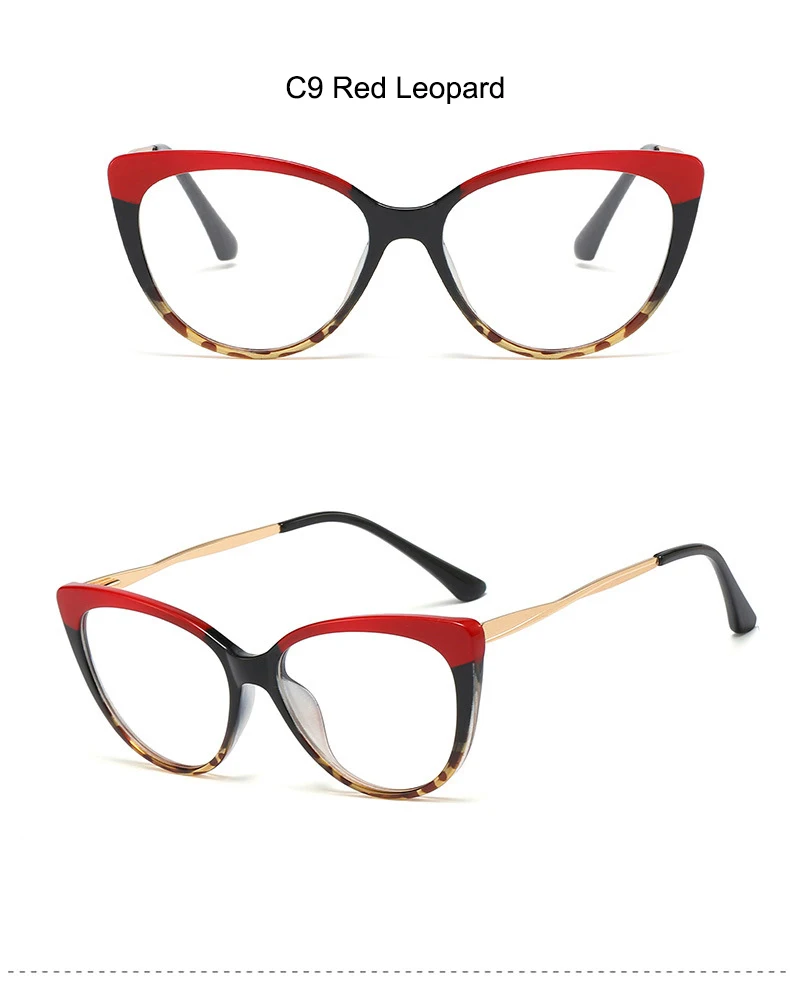 Trend Cat Eye Anti Blue Light Glasses Women TR90 Comfortable Red Leopard Eyeglasses Frame Men Retro Spring Hinge Optical Eyewear blue light lenses