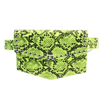 

Women Waist Pack Serpentine Fanny Pack Pu Leahter Waist Bag Famal Fashion Snake Skin Waist Belt High quality Female Purse