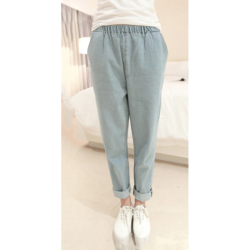 Модные свободные джинсы Mujer, джинсовые женские повседневные штаны-шаровары, Pantalon Jean Femme, корейский стиль, удобные - Цвет: Light Blue