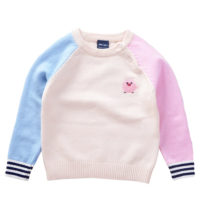 spliced candy color cotton toddler boys sweaters cute pattern baby girls knitted wear spring fall pullover children's clothing