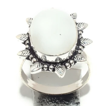 

Genuine Moonstone Ring Silver Overlay over Copper , Hand Made Women Jewelry gift , Size: 11