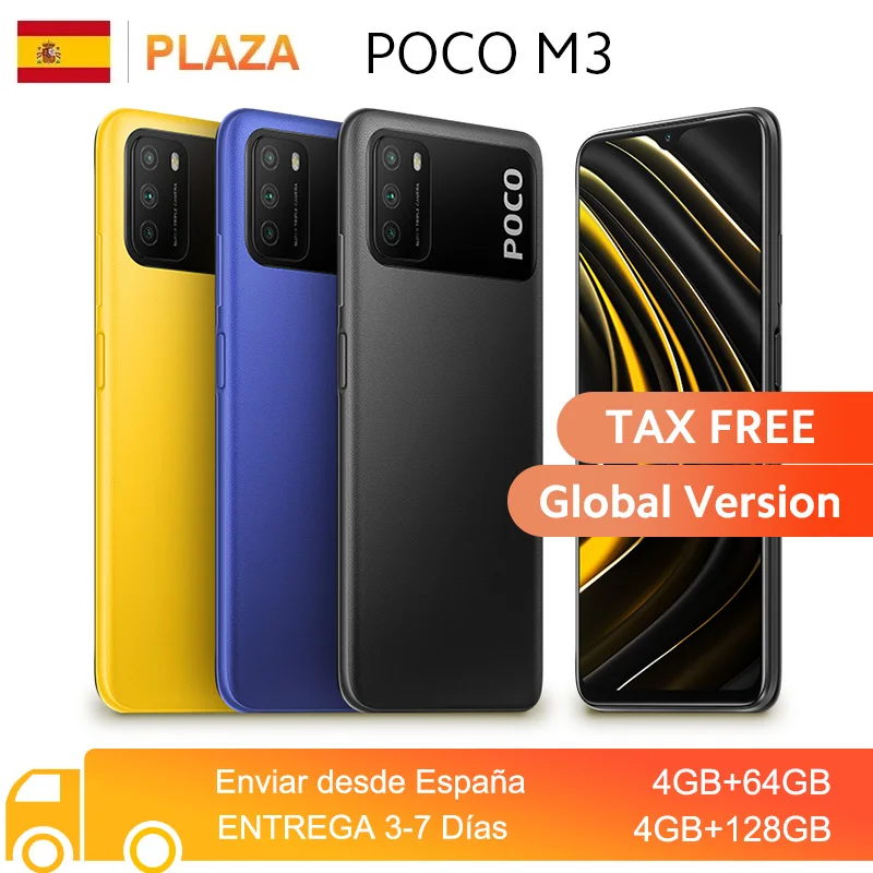 POCO-teléfono inteligente M3 versión Global, 4GB y 128GB, Snapdragon 662, ocho núcleos, pantalla de 6,53 pulgadas, batería de 6000mAh, cámara de 48MP
