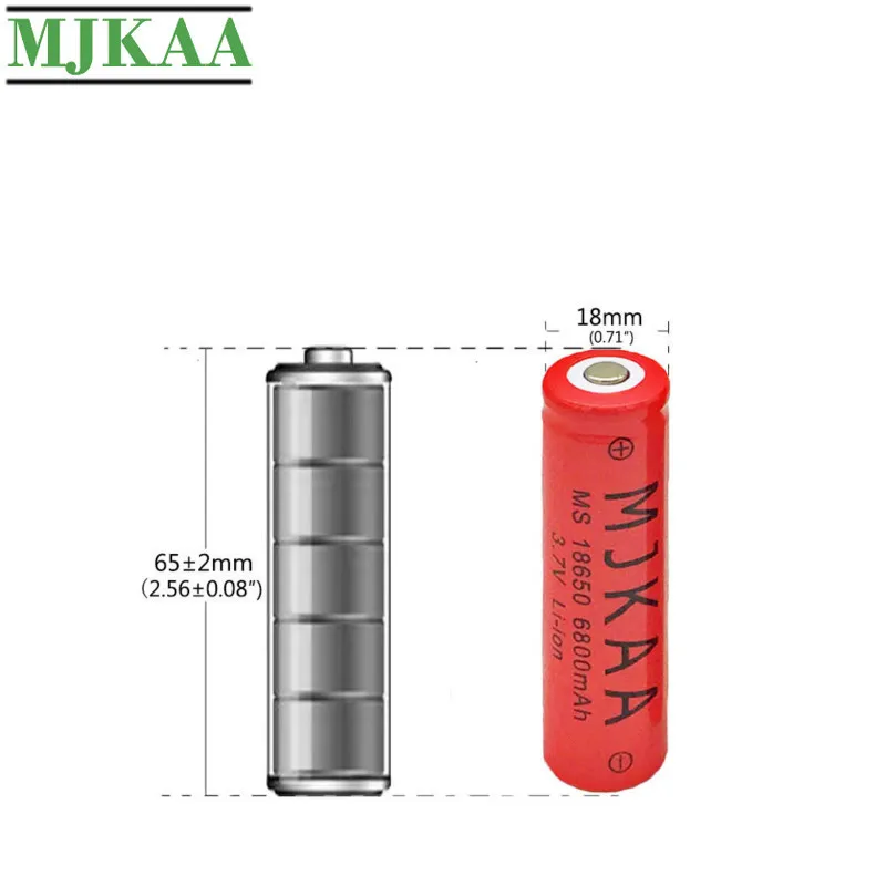 MJKAA 2 шт 18650 6800mAh 3 7 V литиевая аккумуляторная батарея 100% Новые литий ионные батареи