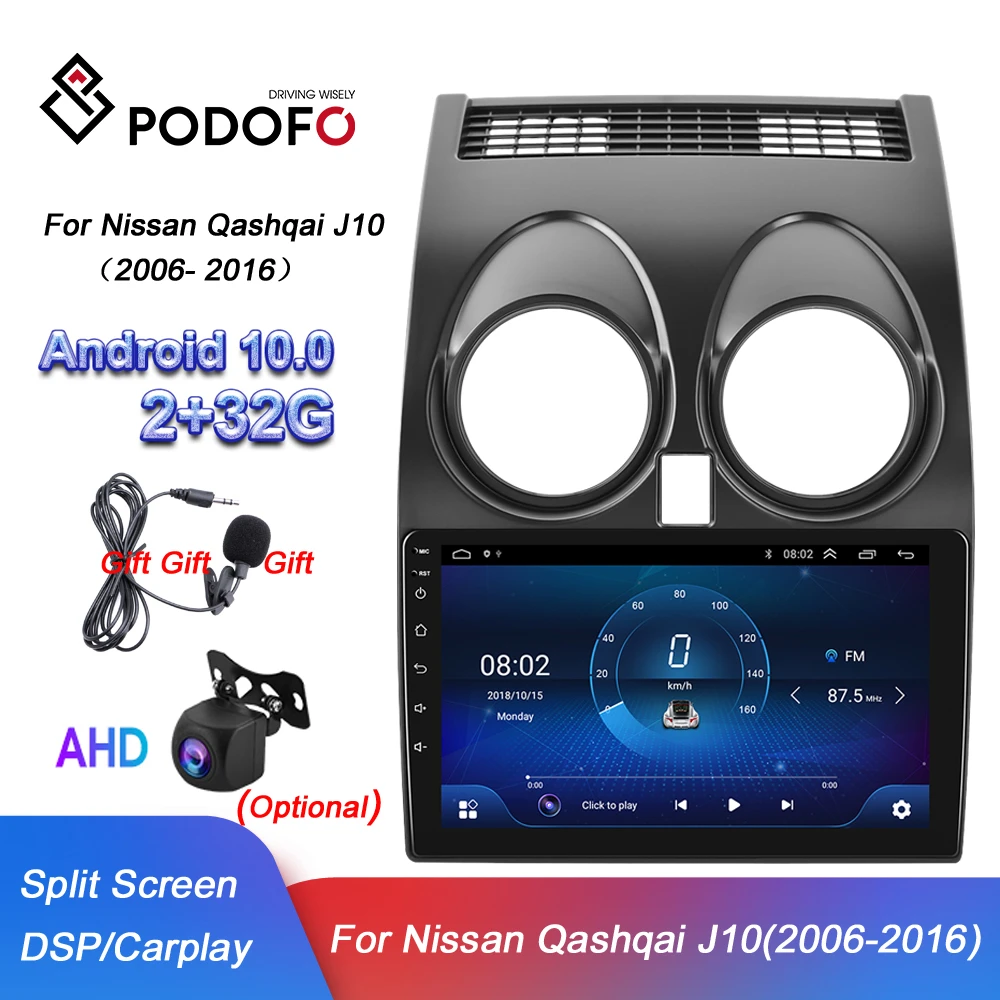 Автомобильный мультимедийный плеер Podofo 2din Android AI голосовое управление DSP RDS GPS