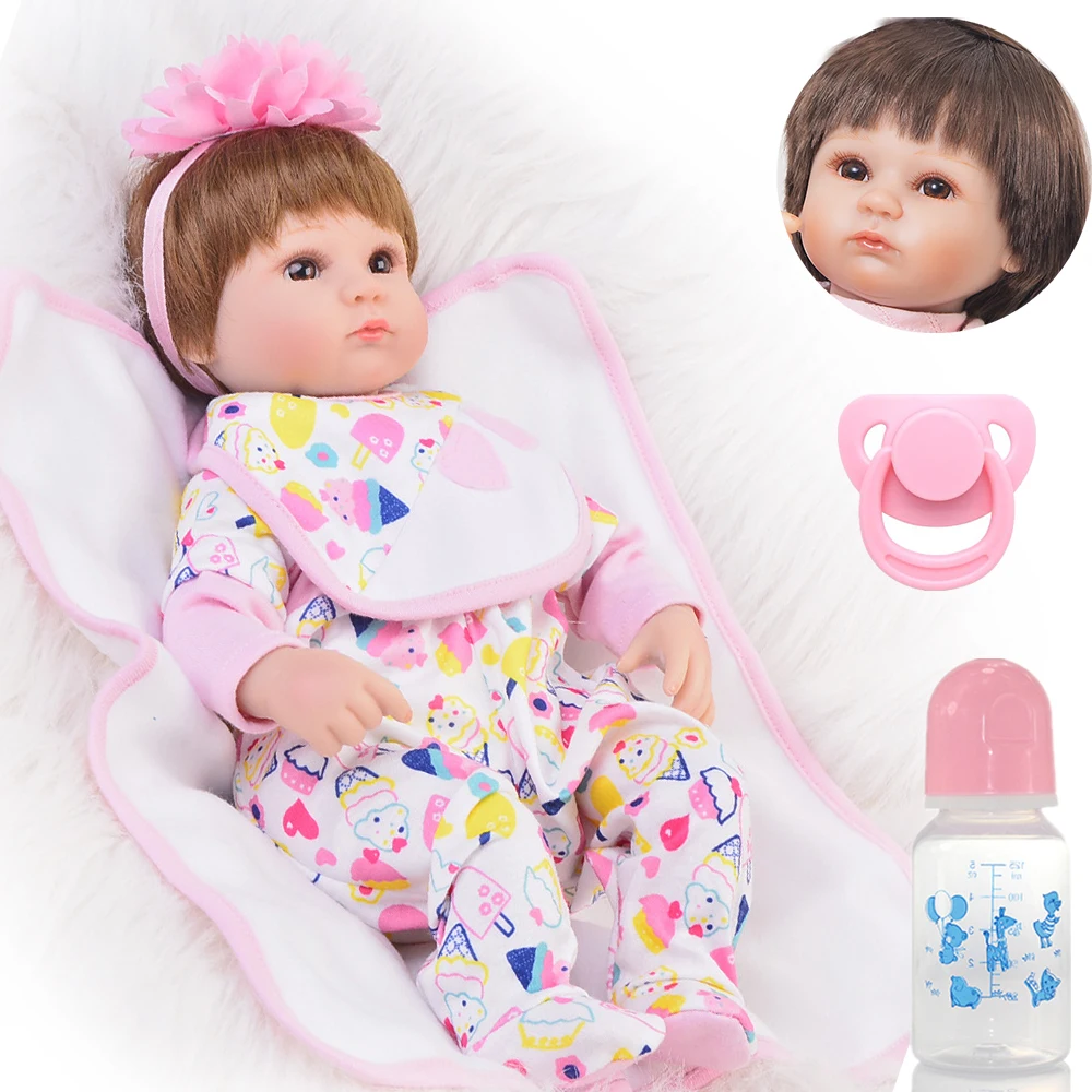 Reborn Baby Doll Soft Silicone 18Inch Lifelike Reborn Baby Gift Toy Girl