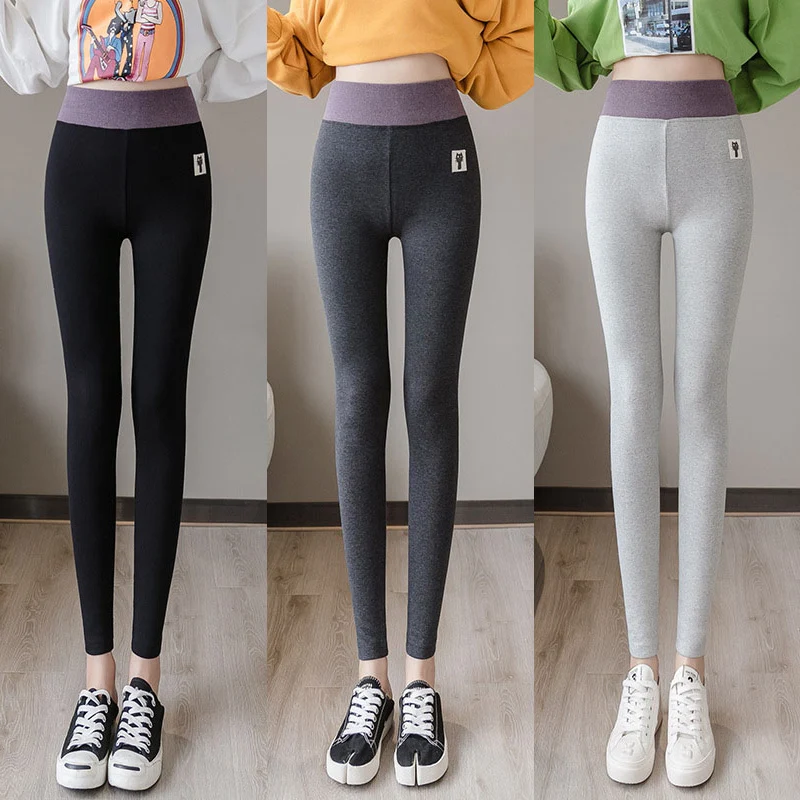 

High Waist High Elasticity Cotton Velvet Thin/Thick Leggings - Elastic Casual New Pants Cat Autumn Winter Warm Lady Women