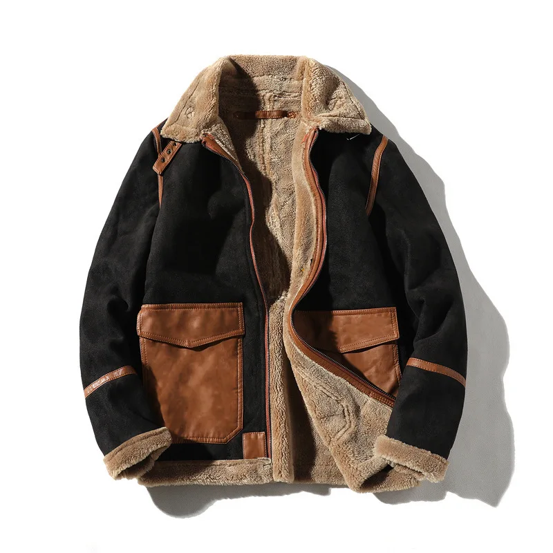 

Winter Coat One Loose Coat Man Work Clothes Jacket Lamb Stuff Jacket Youth Self-cultivation Handsome Tide Increase Down