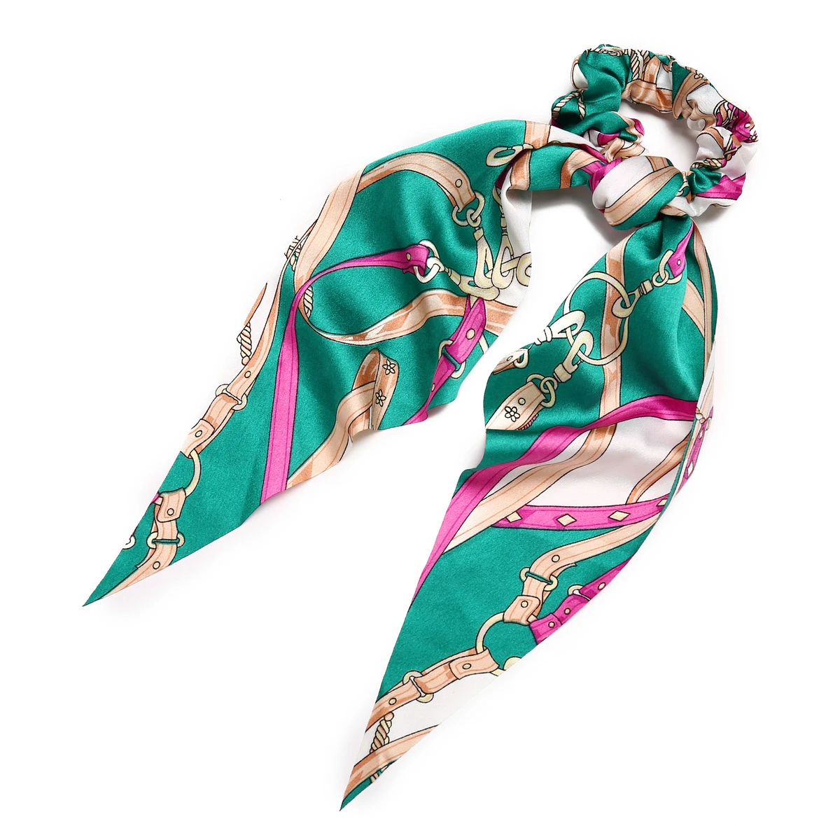 Длинный весенний шарф с конским хвостом, эластичные повязки на голову, женские резинки для волос, держатель тиары, ювелирные изделия, модные банданы для девочек, аксессуары для волос - Цвет: Green