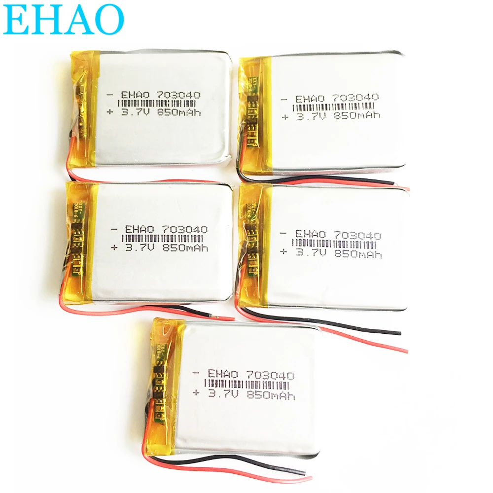 5 шт. 3 7 в 850 мАч Lipo литиевая полимерная аккумуляторная батарея 703040 для камеры DVD