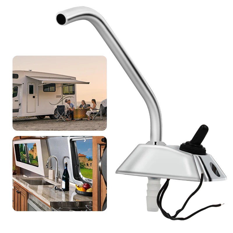 RV Marine Kitchen Sink 12V Faucet Tap Spout Single Hole Water Electric Faucet Tap Camper Caravan Full 360 Degree Rotation Taps water faucet