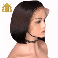 Короткий Боб 13*4 кружевные передние человеческие волосы парики для женщин бразильские волосы remy прямые боб кружевные передние парики натуральный черный нагрудник