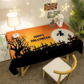 

Rectangular Table Cloth Horror Halloween Tablecloth Pumpkin Lantern Ghost Bat Christmas Decorations For Home Table Cover Tapete