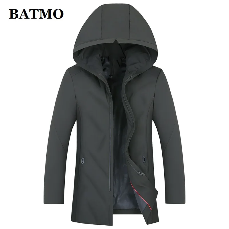 BATMO 80% Белые куртки с капюшоном на утином пуху для мужчин, мужские зимние куртки с капюшоном, пальто с капюшоном для мужчин, 88031 - Цвет: Армейский зеленый