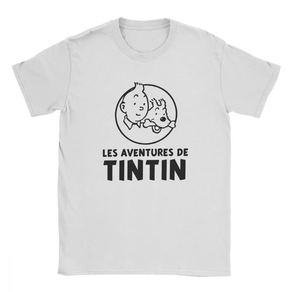 TinTin «Приключения Тинтина» футболка для Мужская из чистого хлопка Забавные футболки с круглым вырезом футболка одежда с короткими рукавами лето