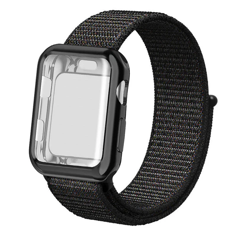 Чехол+ ремешок для часов Apple watch 5/4 ремешок 44 мм 40 мм iWatch 42 мм 38 мм спортивный нейлоновый ремешок для часов Браслет Apple Watch 3 2 1