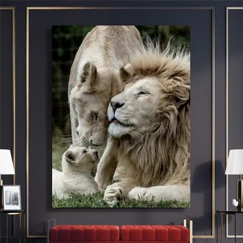 

Wall Pictur Canvas Painting Posters The Lion Family Canvas Prints Nordic Style Pictures For Wall Animal Print Tuinposter