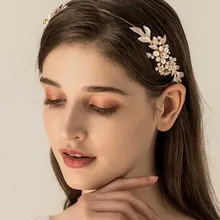 Женские и свадебные золотые листья цветок оголовье для свадьбы выпускного вечера вечерние-свадебный головной убор