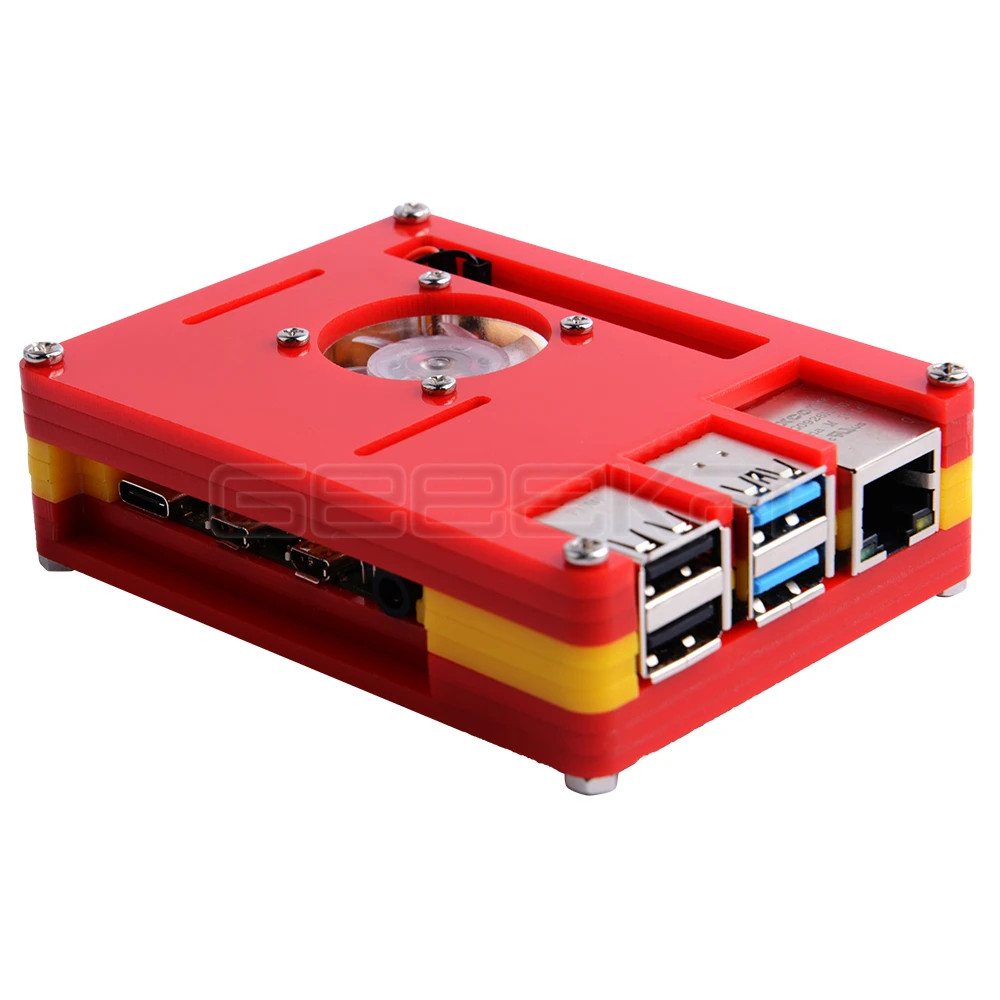 GeeekPi 9-layer ABS Case Cover Flag Colors Germany Italy England France Spain with Cooling Fan Heatsinks for Raspberry Pi 4B