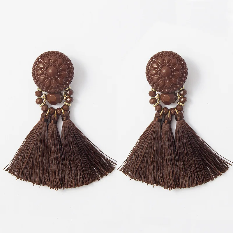 Bohemia Small Tassel Earrings for Women Green Multi-color Beads Fringe Earring Summer Earing Boucle D’oreille Pendante 2019 New