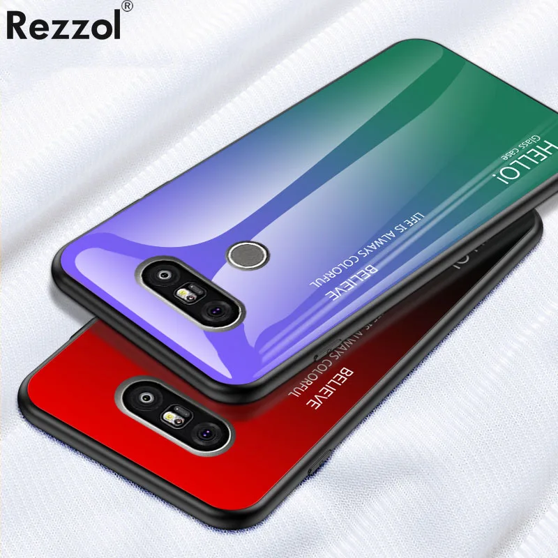 Для LG G5 G8 G7 G6 чехол градиентное закаленное стекло мягкий силиконовый край для Funda |