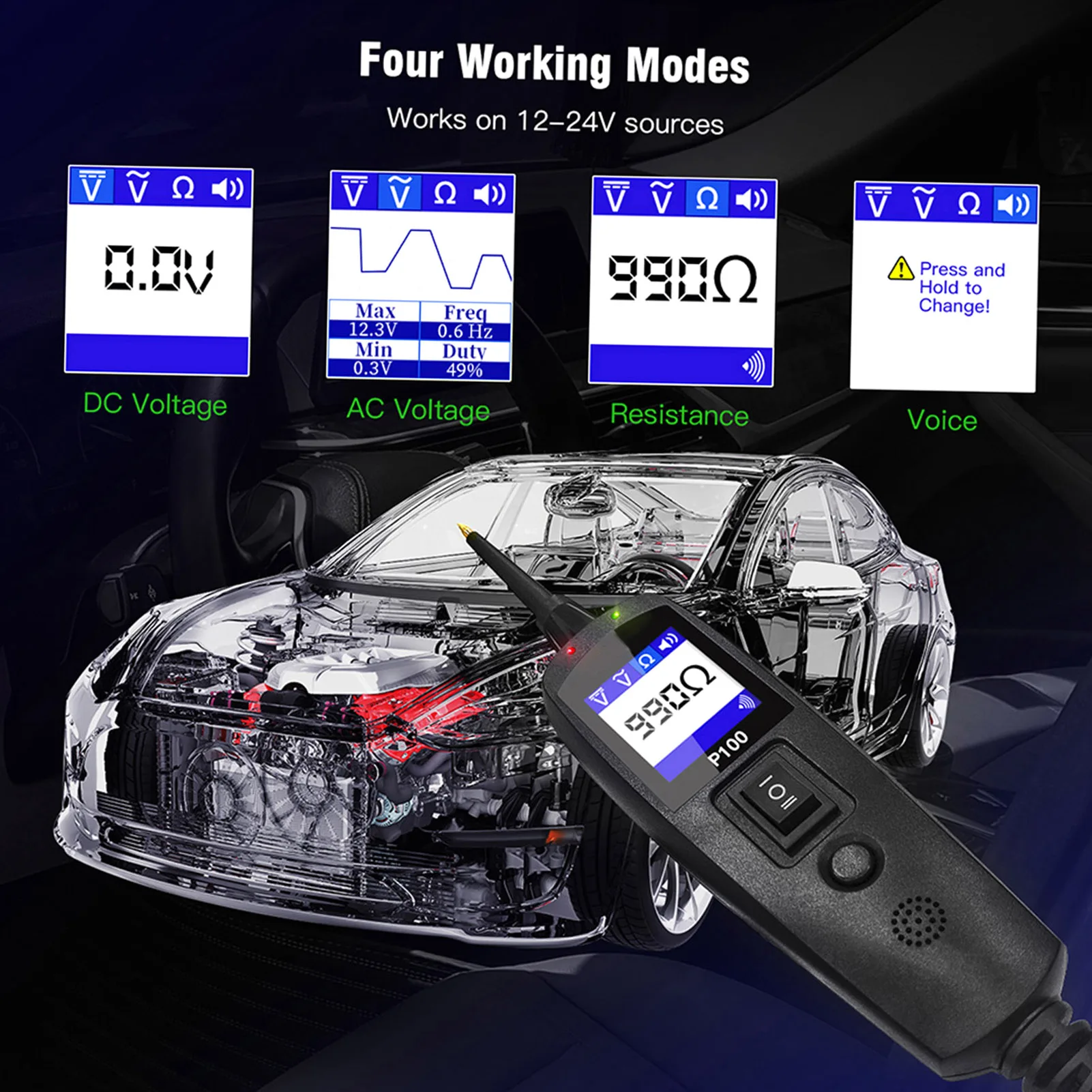 Multifunction TopDiag P100 Original Automotive Electrical Circuit System Tester for Cars and Trucks 0V-70V