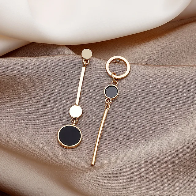 Trendy New Long Asymmetry Pendant Earrings for Women Female Simple Hypoallergenic Geometric Tassel Earrings Jewelry Accessories Round shape