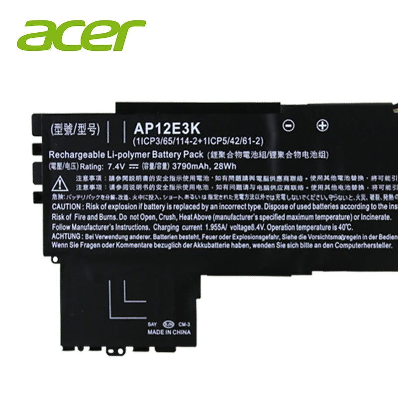 acer ноутбук батарея AP12E3K для acer Aspire S7 S7-191 ультрабук 1" 1/CP3/65/114-2 1/CP5/42/61-2