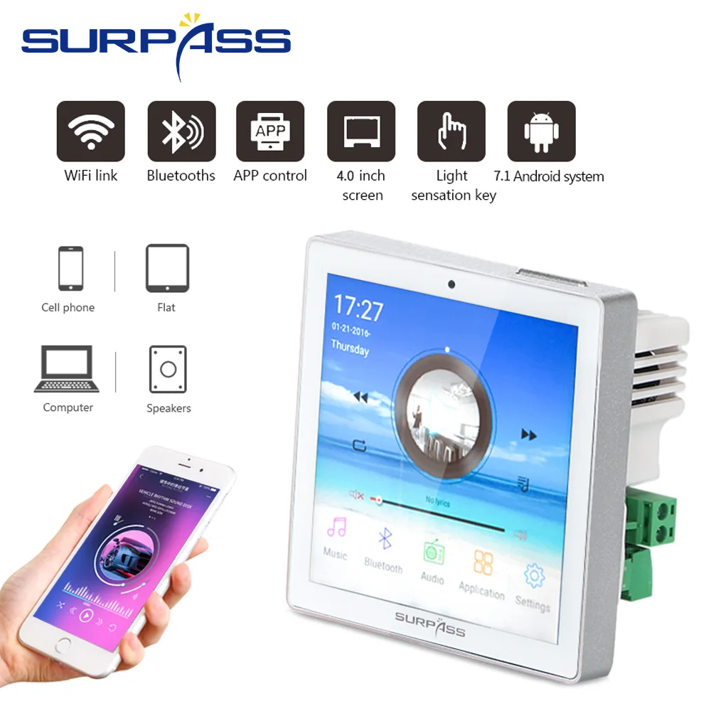US $135.66 Surpass Audio WIFI Bluetooth Wall Amplifier With Ceiling Speaker Whole Set Package For Home Theater Background Music System