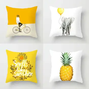 

New Cartoon Cushion Cover Family Print Pillow Case Polyester Cotton 45*45 CM Throw Pillow Cover Decoration For Home Office 2020